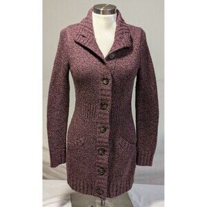 Merona Women’s Plum Wool Blend XS Button Duster Cardigan Sweater